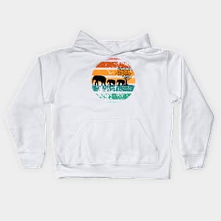 Elephants walking on sunset Kids Hoodie